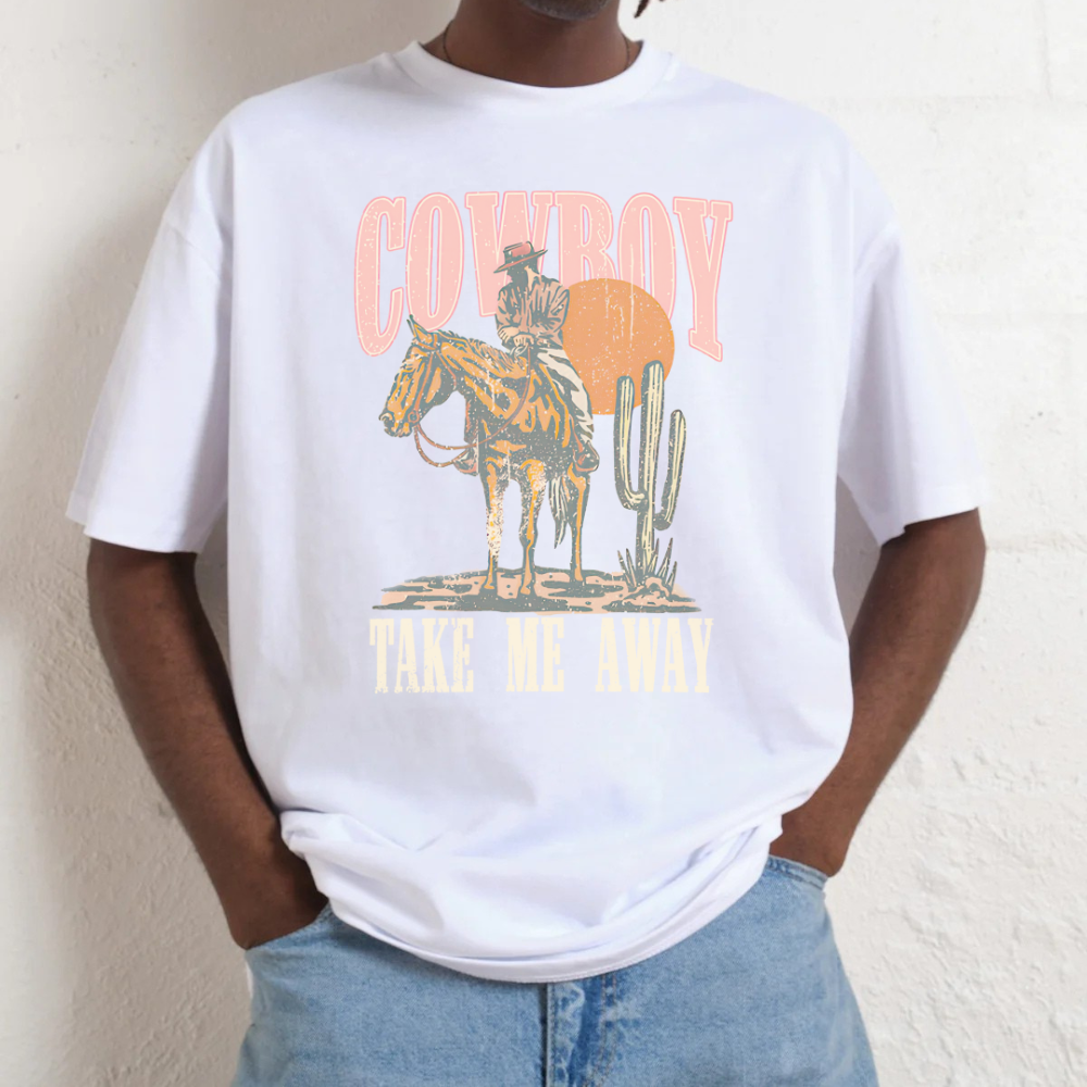 Person wearing a white t-shirt with colorful 'Brooklyn' graphic design.