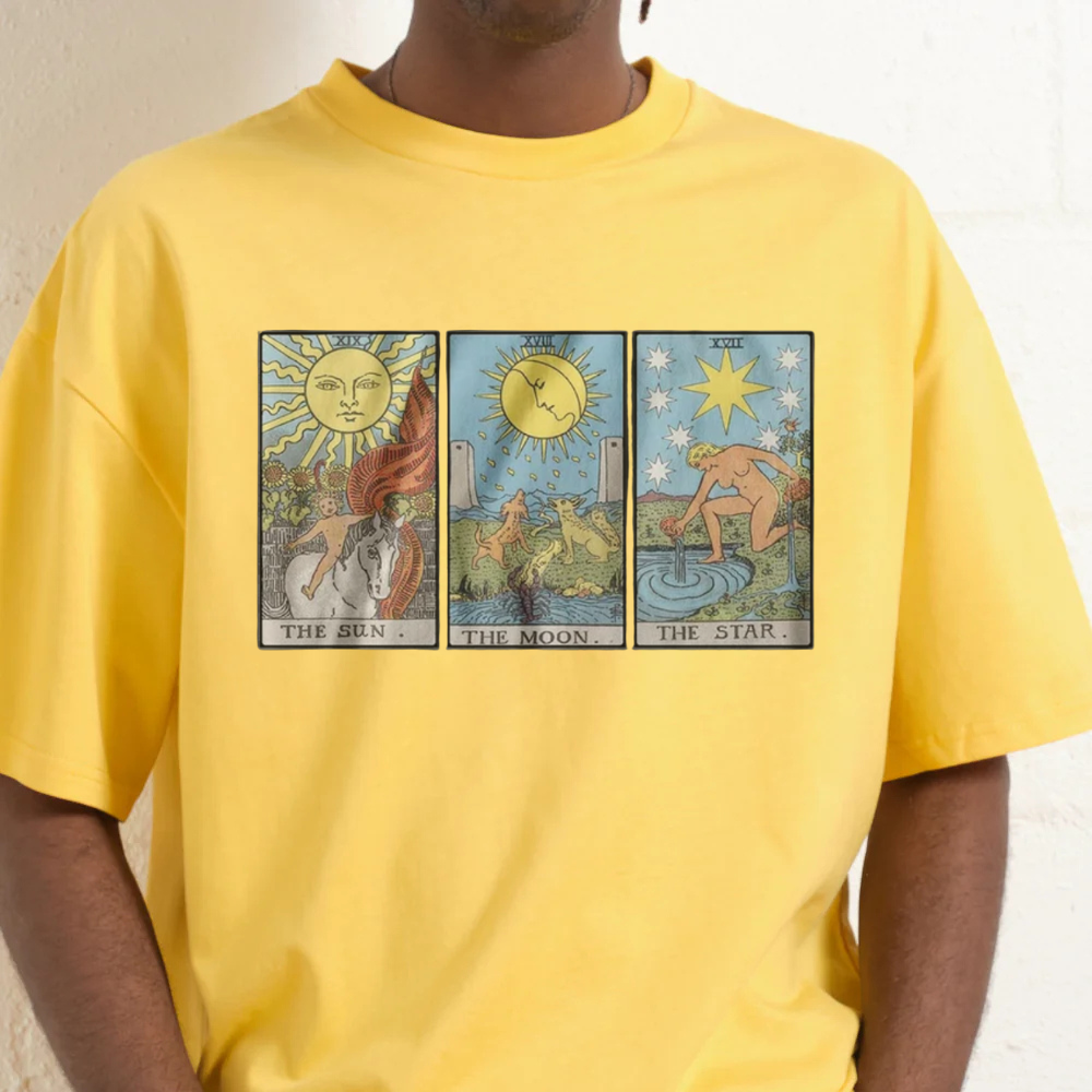 Yellow t-shirt with a graphic of a cowboy on a horse and 'Yee Haw' text.